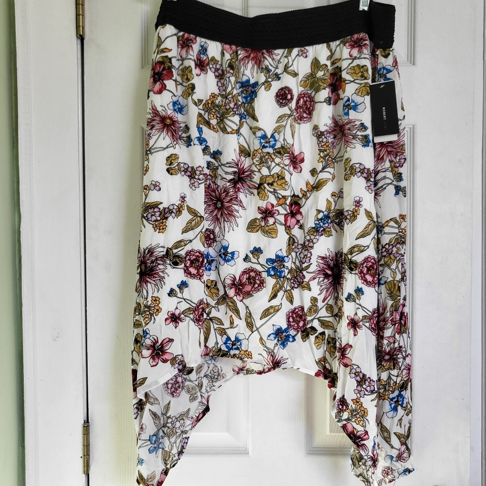 Robert Louis Stretchy Waist Midi Length Asymmetrical Floral Flare Skirt …